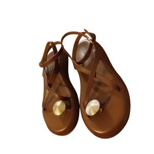Robert Clergerie Brown Sandals with Gold Accents